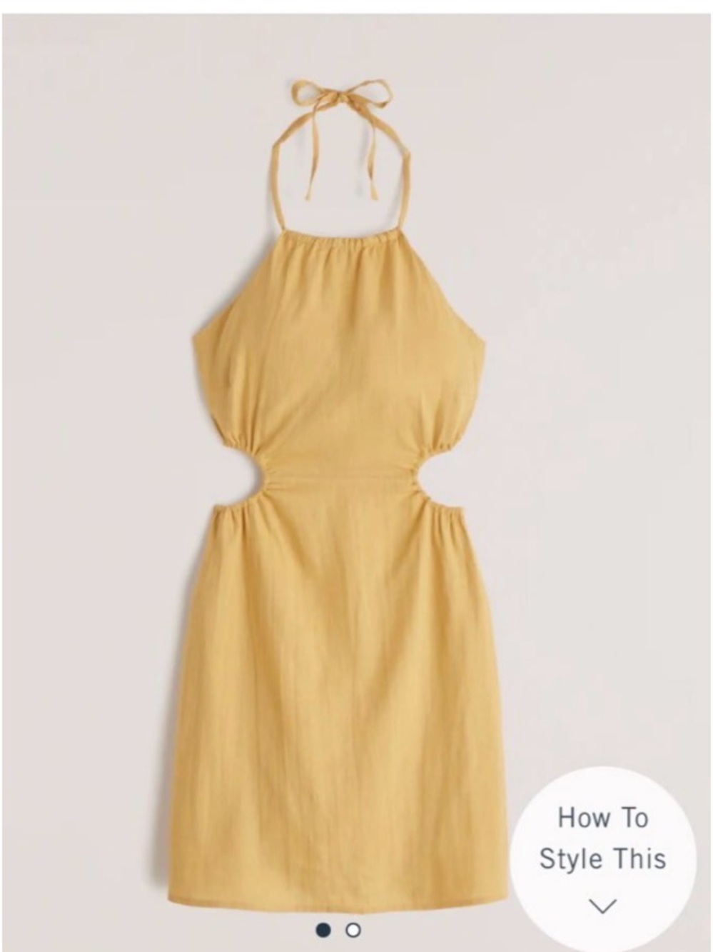Abercrombie and Fitch Cutout Halter Midi Dress in Sunshine Yellow